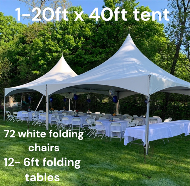 20ft x 40ft tent tables and chairs package